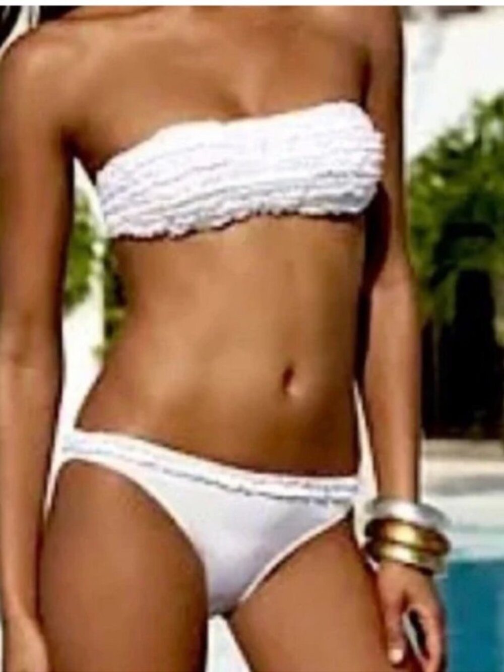BCBG White Ruffle Swim Bottom Large - Picture 7 of 7